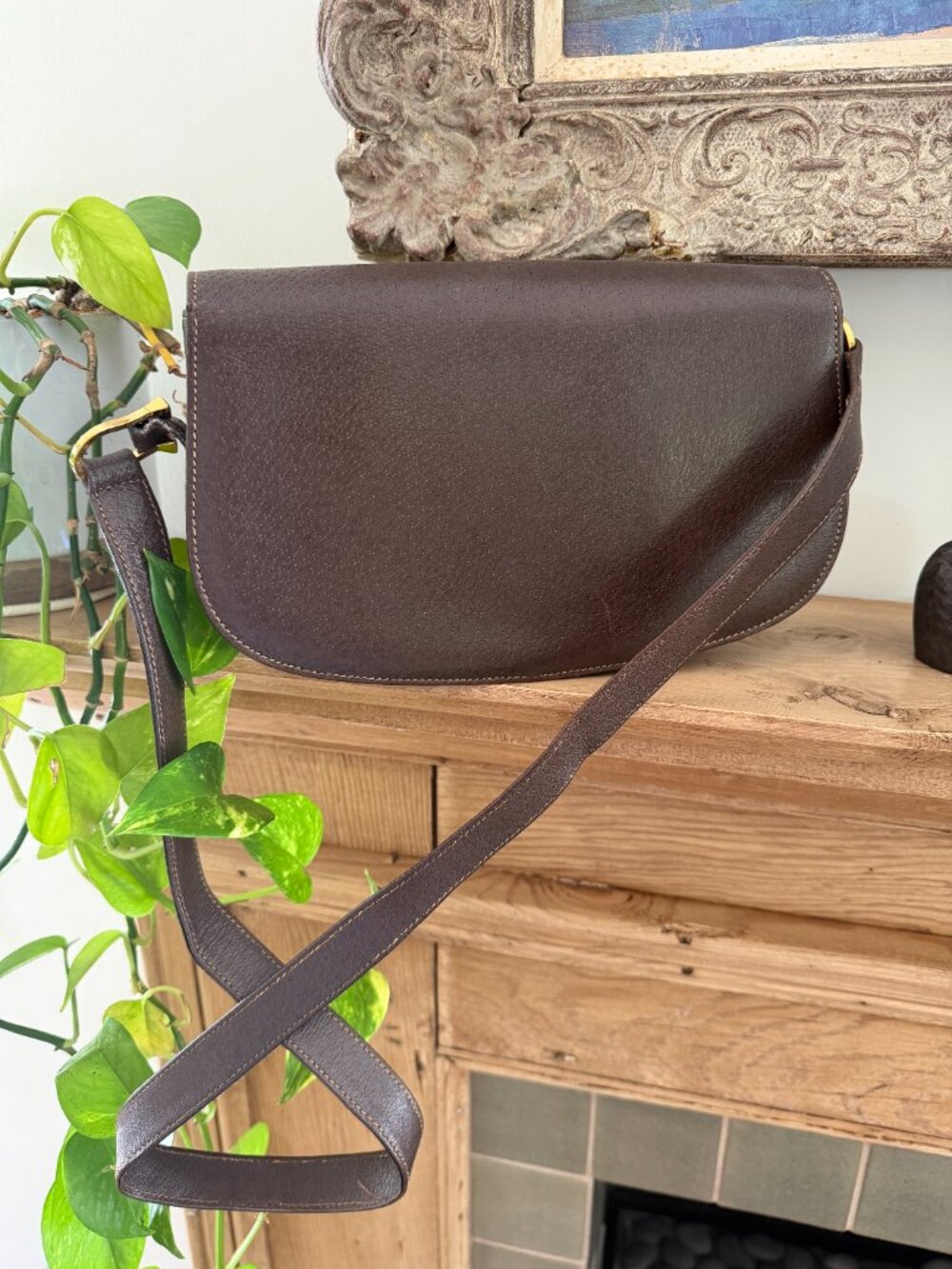 Vintage Gucci Horsebit Flap Shoulder Bag, Chocolate Brown Leather, Suede Lined - Picture 3 of 13